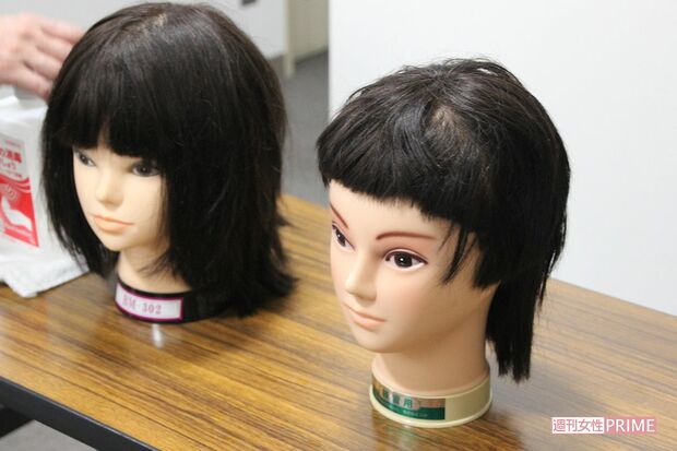 学年主任に切られる前の髪の長さ（左）と、切られたあとの髪の長さ（右）の比較見本