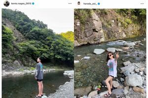 長尾謙杜と原田葵の“川”投稿比較、似ている場所に見える(それぞれ本人インスタグラムより)