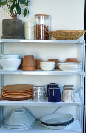 オープン棚収納なので、完全に乾いていない状態でしまってもOK