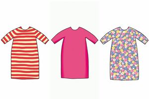 角野さんのクローゼットにはカラフルなワンピースがズラリ。同じ型で作っても、生地の模様や素材が違うと印象がガラリと異なるのだそう　イラスト／くぼしまりお　（『魔法のクローゼット』本文より）