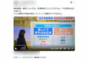 「強くてこわい日本」と「優しく穏やかな日本」の分類が物議（拡散されている投稿より）