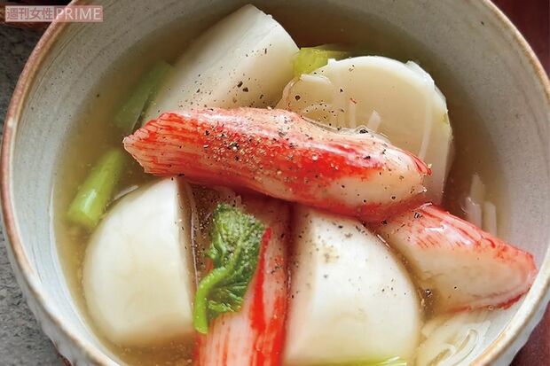 かぶとカニカマのしょうがスープ