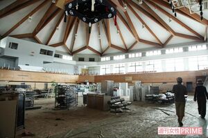 乙亥会館。7月の水害で相撲場の2階まで水が……