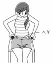 【急性腰痛にはコレ】まず上の【メソッド2】を行い、次にペットボトルを横向きにして、左右の脇腹にある“帯脈”というツボに押し当てる。当て方の要領は【メソッド1】と同じ。2本同時に行ってもよい。