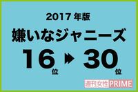 1万人が答えた「嫌いなジャニーズ2017」ランキング16〜30位を発表