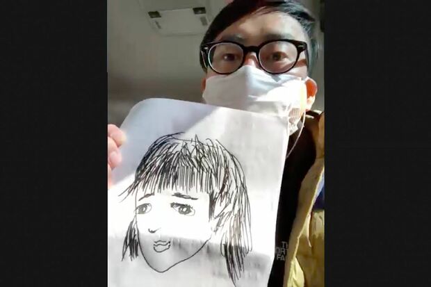 インタビューのために描き下ろしてくれた最近の妻の顔。小田もこがけんも、絵は得意だという