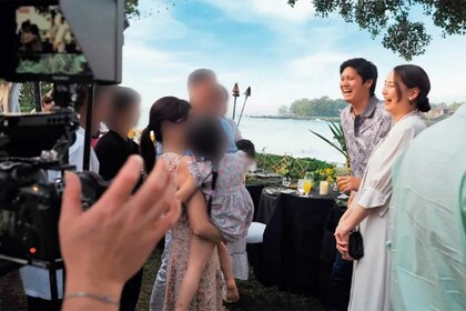 不動産開発会社のHPに掲載されていた、大谷翔平と真美子夫人が参加したハワイの高級リゾートのお披露目式(現在は削除済み、写真は一部編集部で加工)
