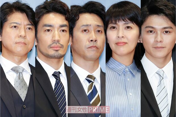 池井戸ドラマ出演者(左から)上川隆也、大谷亮平、大泉洋、松たか子、眞栄田郷敦