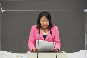 木下ふみこ都議会議員の演説の様子