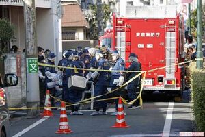 事件のあった現場付近は騒然とした雰囲気に＝1月15日、杉並区和泉