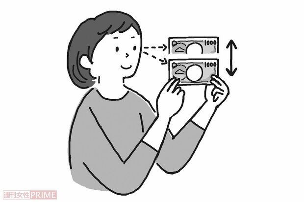 3.透かしを確認（イラスト／伊藤和人）