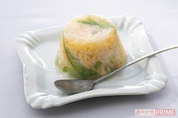 中華風ほたての卵とじ寒天（撮影／廣瀬靖士）