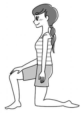 【実践3】尻を持ち上げて再びひざ立ちになり、片足を立ててゆっくりと立ち上がる。すると、背骨は美しいＳ字カーブを描き、下肢から全身へと血流が巡っている状態になる。