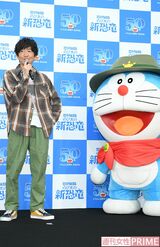 ドラえもん映画の公開アフレコを終え、ドラえもんからの質問に応える木村拓哉　撮影／高梨俊浩