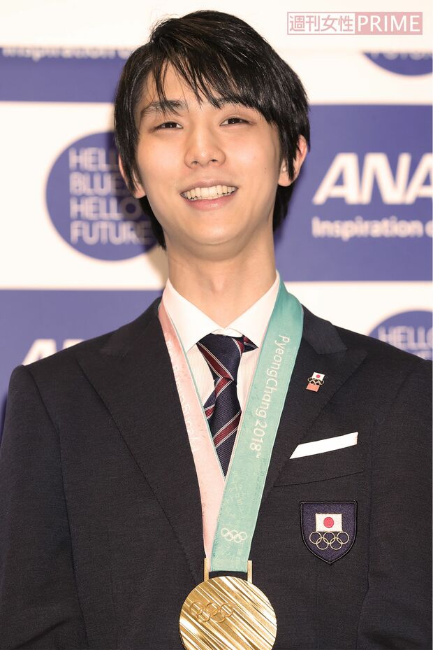 2018年2月27日、平昌五輪報告会での羽生結弦（汐留・ANA本社）