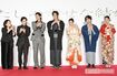 （左から）塚原あゆ子監督、前田旺志郎、渡邊圭祐、目黒蓮、今田美桜、大西流星、高石あかり　／『わたしの幸せな結婚』　撮影／渡邉智裕