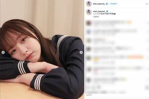 “セーラー服ショット”を投稿した森香澄（本人のインスタグラムより）