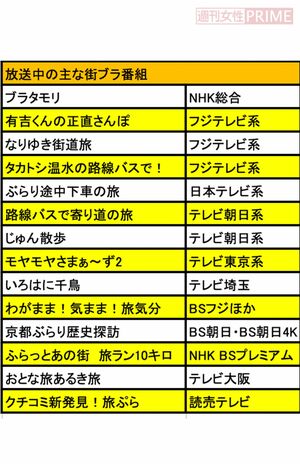放送中の主な街ブラ番組