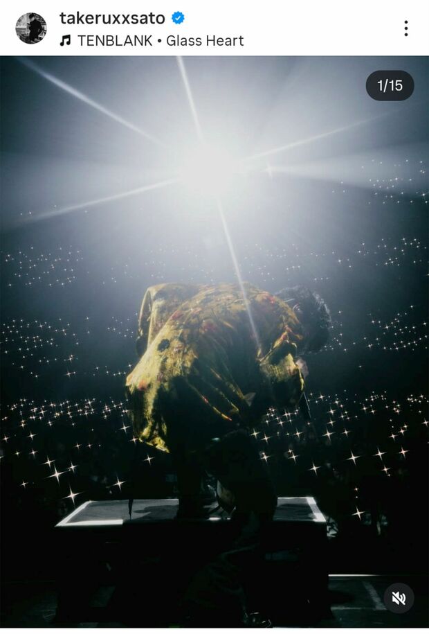 バンド『TENBLANK』のボーカルを務める佐藤健（本人のインスタグラムより）