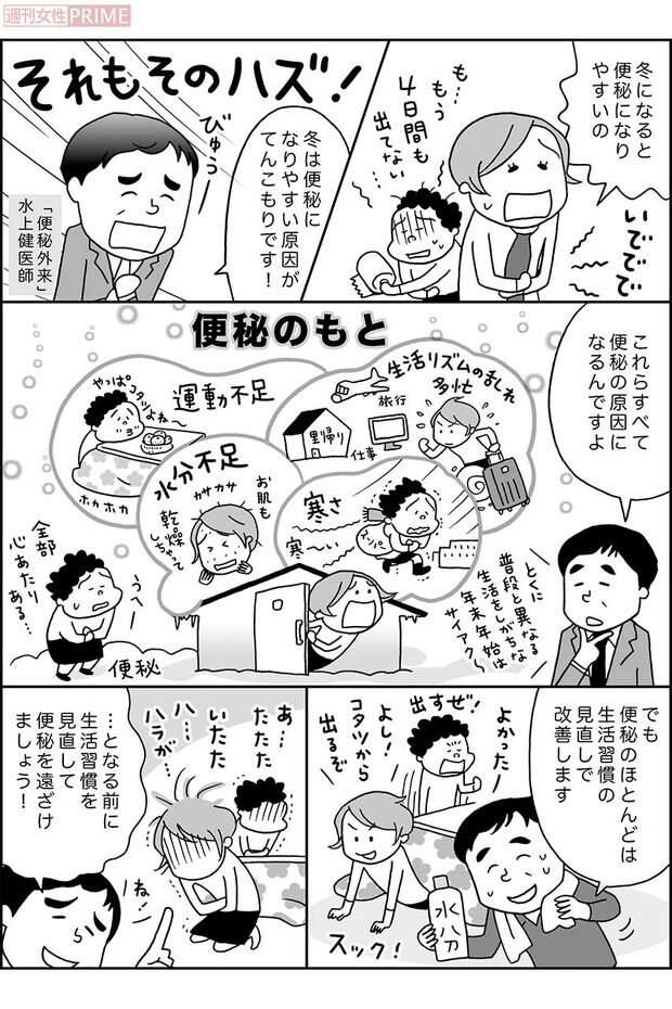 冬の便秘のもとを知ろう　イラスト／上田惣子