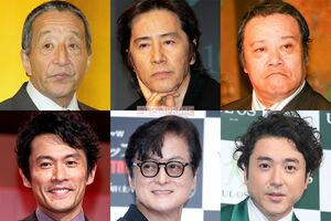 （左上から）田中邦衛さん、田村正和さん、西田敏行、内野聖陽、陣内孝則、ムロツヨシ