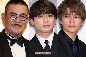 左から千葉真一さん、新田真剣佑、眞栄田郷敦