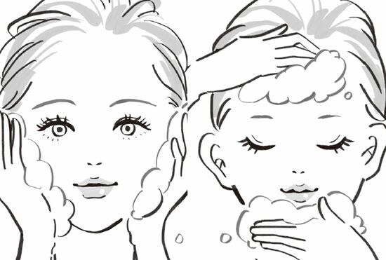 「もふもふ押し洗い」のやり方（イラスト／ふじいふみか）