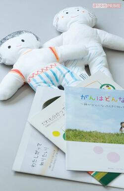 プログラムでは手作りの人形を使って仕組みを学び「点滴は怖くない」など、親が受ける治療を理解する