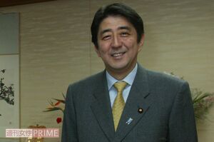 2003年、党幹事長時代に『週刊女性』の取材に応じた安倍首相。今と表情が全然違う
