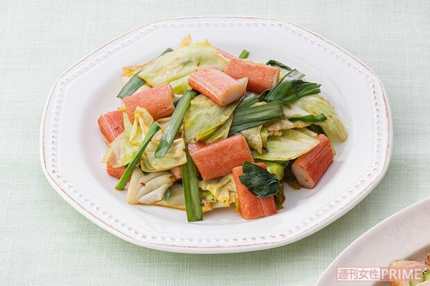 『カニカマとキャベツのピリ辛オイスター炒め』