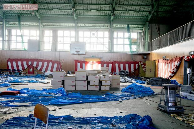 東日本大震災時、大熊町避難所だった体育館