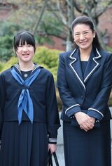 2014年4月　学習院中等科の入学式。スカーフの色が初等科の赤から紺色に変わり、入学を前に「楽しみにしています」とお気持ちを述べられた