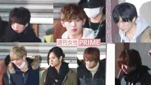 Hey! Say! JUMPの有岡大貴、山田涼介、知念侑李、伊野尾慧、八乙女光、岡本圭人、薮宏太（左上から時計回りに）