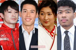 左から内村航平、錦織圭、池江璃花子、八村塁