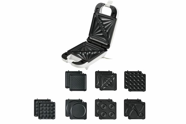 ホットサンド、焼きおにぎりなど7種の料理が1台で作れる『7DAYSサンドメーカー』。7000円（税込み）