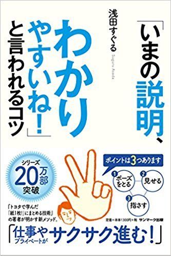 『「いまの説明、わかりやすいね！」と言われるコツ』浅田すぐる著（サンマーク出版）。書影をクリックするとアマゾンのサイトにジャンプします