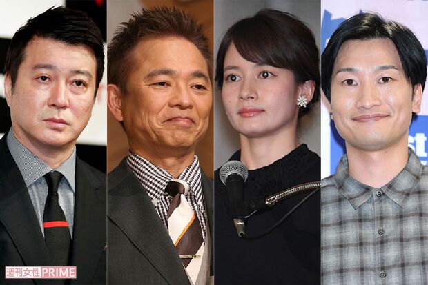 左から加藤浩次、恵俊彰、TBS宇内梨沙アナ、相席スタートの山添寛