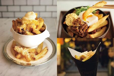 クラシックフリッツ（レギュラーサイズ）1540円（左）、シグネチャーフリッツ“京都”1760円（写真右上）、食べ歩き用にテイクアウトもおすすめ（右下）