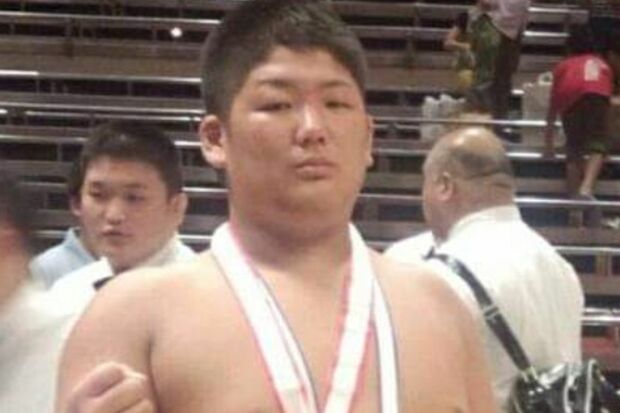 相撲部がある学区外の中学校に通っていた3年生のとき全国中学生相撲選手権で3位に（越後谷氏提供）