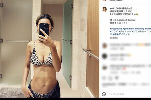 2人目出産後の美ボディーをキープする、井岡一翔選手の妻・恵美さん（公式インスタグラムより）