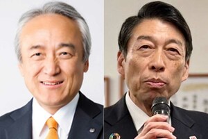 左から、福岡県議会の蔵内勇夫元議長(公式サイトより)と服部誠太郎知事(本人のXより)