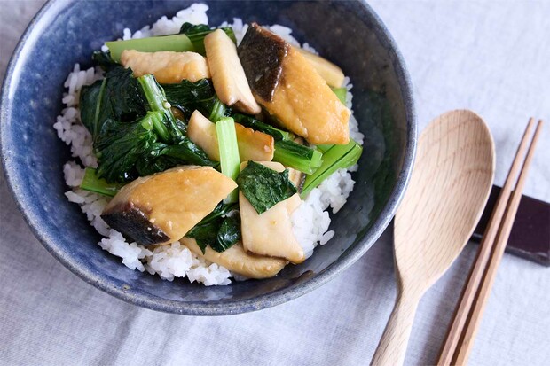 チキンの卵とじしょうが照り煮のっけごはん（『ひと皿だけメシ』／主婦と生活社より）