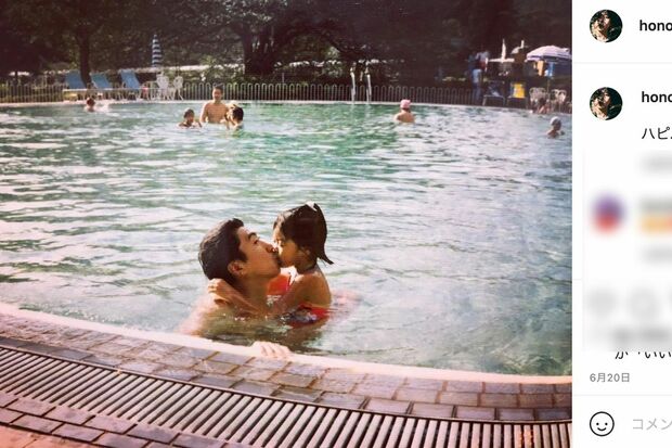 「父の日」に投稿した石橋との写真（石橋穂乃香インスタグラムより、編集部一部加工）