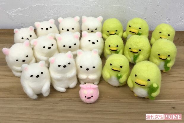 でき上がったすみっコたち。しろくまとぺんぎん？