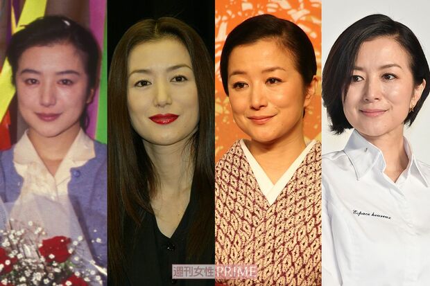 鈴木京香（写真左から'91年・23歳、'02年・34歳、'15年・47歳、'19年・51歳）