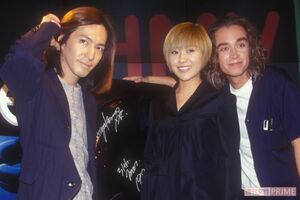 globeの3人(左から)小室哲哉、KEIKO、マーク・パンサー