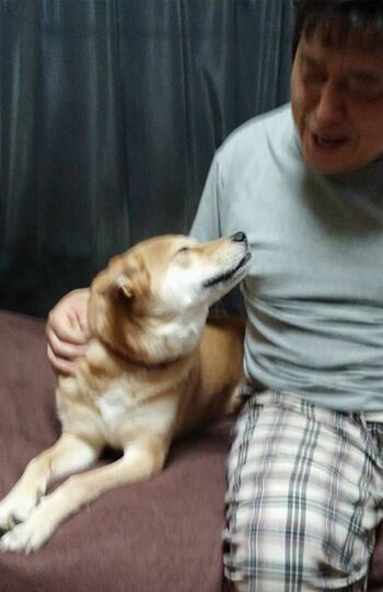 犬と戯れる吉野幸彦容疑者（本人SNSより）