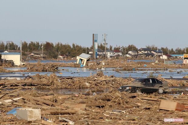 水田のように見えるが、ここにも家があった（2011年3月12日）
