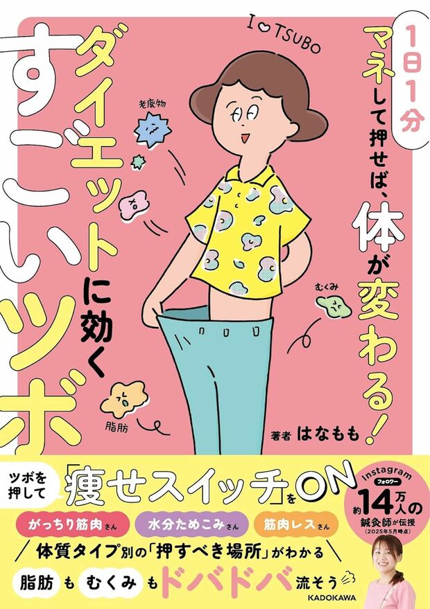 はなももさんの著書『1日1分マネして押せば、体が変わる！ ダイエットに効くすごいツボ』（KADOKAWA）