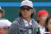 加藤雅也は入場口最前列で娘を応援。長身でオーラがある彼も目立っていた（'18年5月）